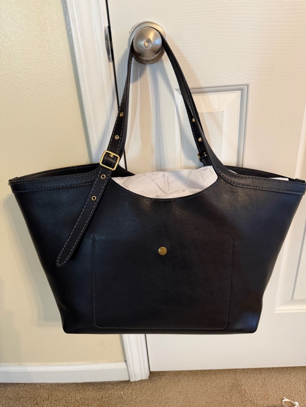 Coach Gramercy Tote in Black Genuine Full Grain Leather